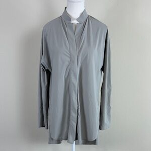 ADAY Something Borrowed Shirt‎ Nylon Stretch in Oyster Grey Size Large